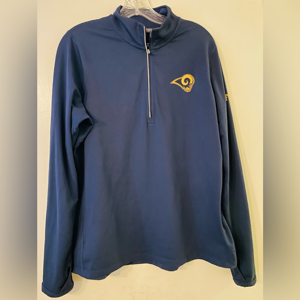Nike DRI-FIT NFL Team Apparel Rams Football Quarter Zip Thumb Hole Unisex Sz XL